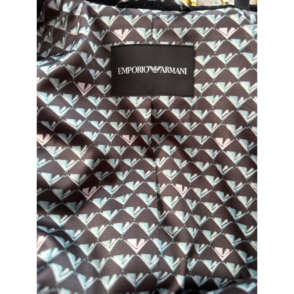 Emporio Armani Metallic Silver Tweed Pant Suit Velvet Collar Blazer Set EU 38 - Picture 10 of 16